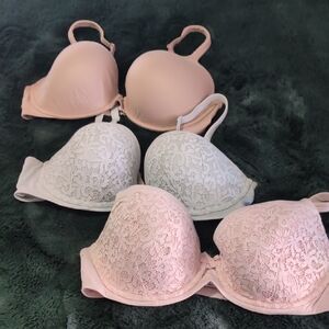 Victoria's Secret Lace and Smooth Bras - Pink, White, Cream/38D